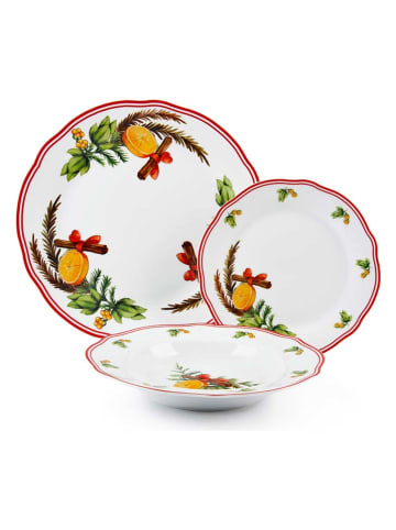 Trendy Kitchen by EXCÉLSA 18-delig tafelservies''Cinnamon" wit/meerkleurig