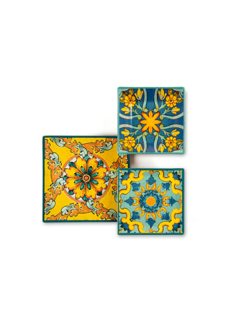 Trendy Kitchen by EXCÉLSA 18-częściowy zestaw talerzy "Trinacria" w kolorze błękitno-żółtym