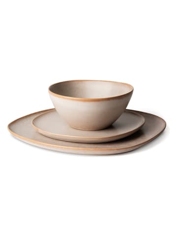 Trendy Kitchen by EXCÉLSA 12-częściowy zestaw talerzy "Stone" w kolorze beżowym