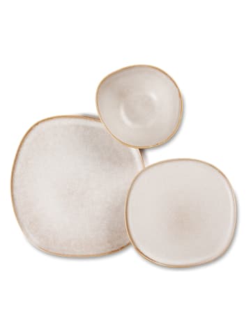 Trendy Kitchen by EXCÉLSA 12-częściowy zestaw talerzy "Stone" w kolorze beżowym
