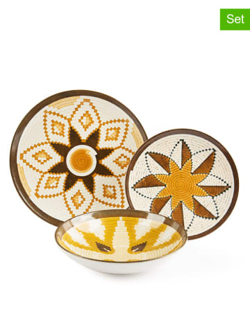 Trendy Kitchen by EXCÉLSA 12tlg. Tafelservice "Dakar" in Hellbraun/ Gelb