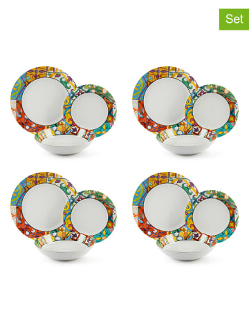 Trendy Kitchen by EXCÉLSA 12-delig tafelservies "Belem" wit/meerkleurig