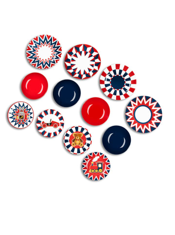 Trendy Kitchen by EXCÉLSA 12-delig tafelservies "Vintage Toys" rood/blauw