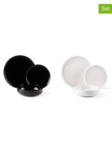 Trendy Kitchen by EXCÉLSA 12-częściowy zestaw talerzy "Nordic" w kolorze czarno-białym