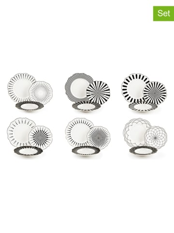 Trendy Kitchen by EXCÉLSA 18-delig tafelservies "Alice" wit/zwart