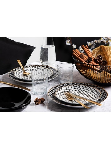 Trendy Kitchen by EXCÉLSA 18tlg. Tafelservice "Monochrome" in Schwarz/ Weiß/ Gold