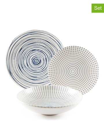 Trendy Kitchen by EXCÉLSA 18-delig tafelservies blauw/wit