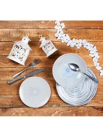 Trendy Kitchen by EXCÉLSA 18-częściowy zestaw talerzy w kolorze biało-niebieskim