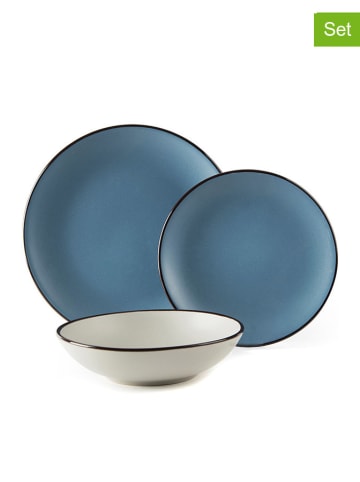 Trendy Kitchen by EXCÉLSA 18-delig tafelservies blauw/wit