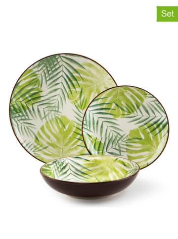 Trendy Kitchen by EXCÉLSA 18-częściowy zestaw talerzy "Panama" w kolorze zielonym