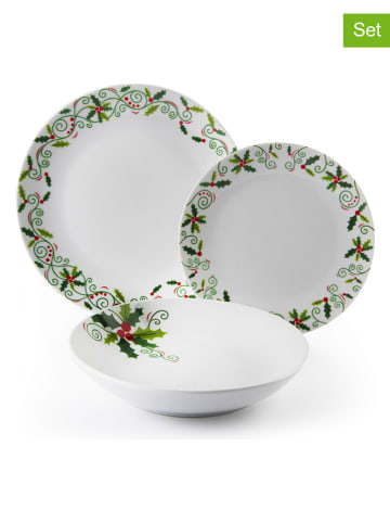 Trendy Kitchen by EXCÉLSA 18tlg. Tafelservice "Christmas Holly" in Weiß/ Grün