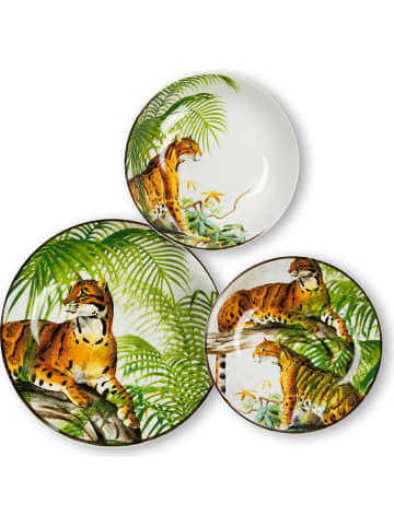 Trendy Kitchen by EXCÉLSA 18tlg. Tafelservice "Leopard" in Grün/ Braun