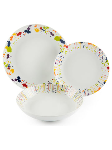 Trendy Kitchen by EXCÉLSA 18tlg. Tafelservice in Weiß/ Bunt