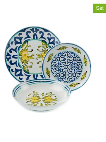 Trendy Kitchen by EXCÉLSA 18-delig tafelservies "Amalfi" blauw/geel