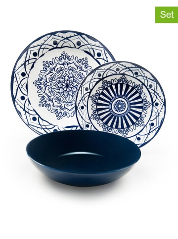 Trendy Kitchen by EXCÉLSA 18tlg. Tafelservice "Boheme" in Weiß/ Blau