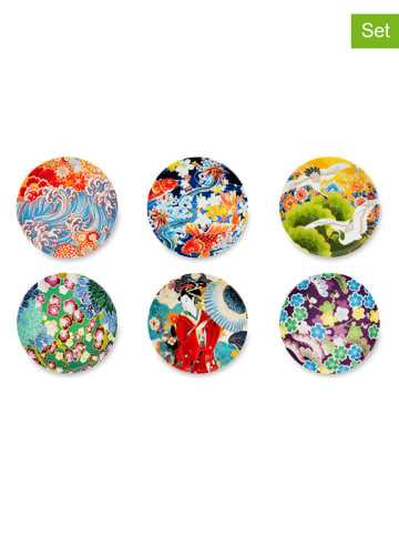 Trendy Kitchen by EXCÉLSA Talerze (6 szt.) "Kimono" ze wzorem na pieczywo - Ø 15 cm