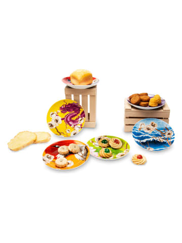 Trendy Kitchen by EXCÉLSA Talerze (6 szt.) "Fuji" ze wzorem na pieczywo - Ø 15 cm