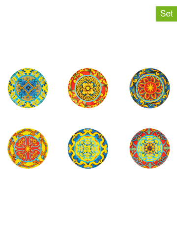 Trendy Kitchen by EXCÉLSA 6-delige set: dessertborden "Trinacria" meerkleurig - Ø 15 cm