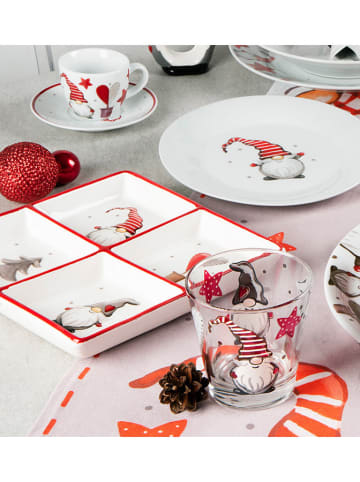 Trendy Kitchen by EXCÉLSA Talerz "Gnomo" w kolorze biało-czerwonym do serwowania - 20 x 20 cm