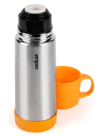 Trendy Kitchen by EXCÉLSA Thermosflasche "Cup&Go" in Silber/ Orange - 350 ml