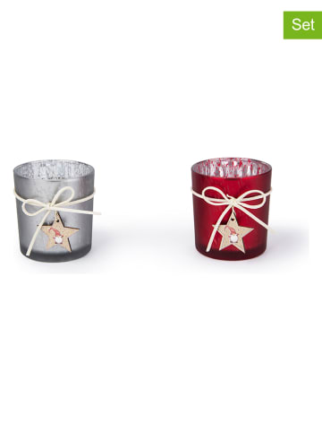 Trendy Kitchen by EXCÉLSA 6er-Set: Teelichthalter in Silber/ Weiß