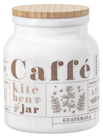 Trendy Kitchen by EXCÉLSA Pojemnik "Victoriana" w kolorze biało-brązowym na kawę - 1 l