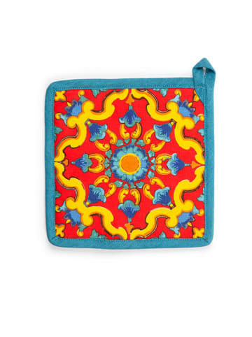 Trendy Kitchen by EXCÉLSA Topflappen "Trinacria" in Rot/ Türkis - (L)20 x (B)20 cm