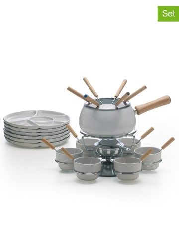 Trendy Kitchen by EXCÉLSA 28-częściowy zestaw w kolorze białym do fondue
