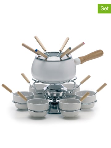 Trendy Kitchen by EXCÉLSA 22-częściowy zestaw w kolorze białym do fondue
