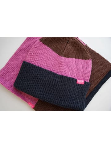 B.Nosy 2tlg.Winteraccessoires-Set in Braun/ Pink/ Dunkelblau