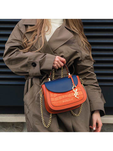 CXL by Christian Lacroix Leder-Henkeltasche "Haussmann" in Dunkelblau/ Rot - (B)23 x (H)20 x (T)11 cm