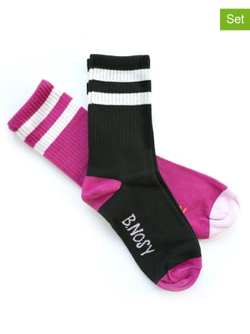 B.Nosy 2er-Set: Socken in Schwarz/ Lila