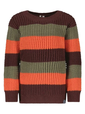 B.Nosy Pullover "Kay" in Dunkelbraun/ Khaki/ Orange