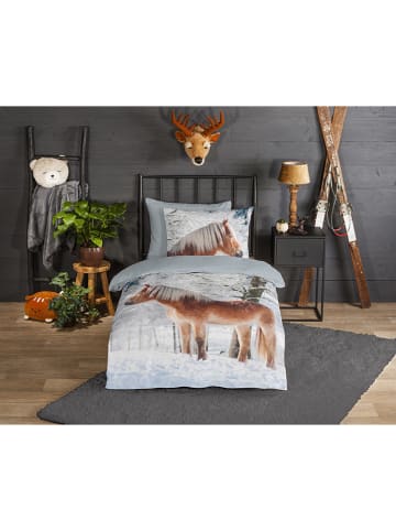 Good Morning Komplet pościeli flanelowej "Scarlet" w kolorze błękitnym