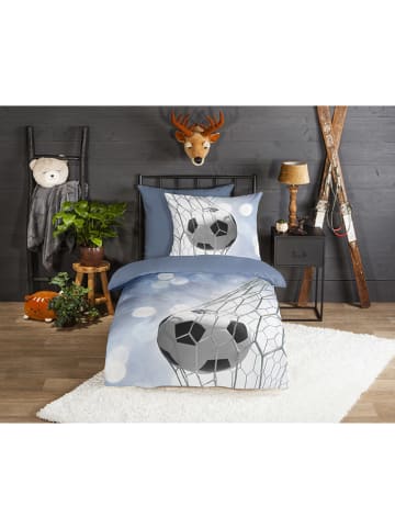 Good Morning Flanellen beddengoedset "Tijmen" blauw