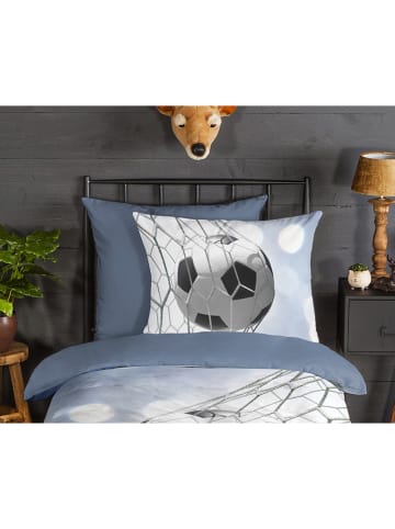 Good Morning Flanellen beddengoedset "Tijmen" blauw