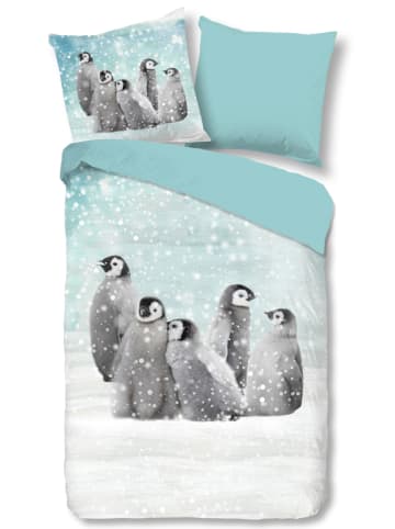 Good Morning Komplet pościeli flanelowej "Pengu" w kolorze błękitnym