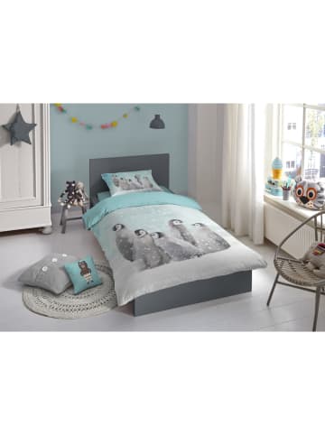 Good Morning Flanell-Bettwäsche-Set "Pengu" in Hellblau