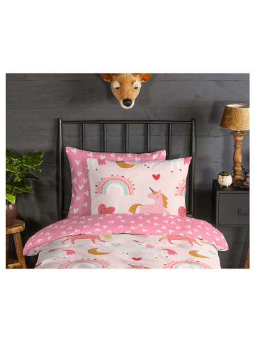 Good Morning Flanell-Bettwäsche-Set "Unicorn" in Rosa