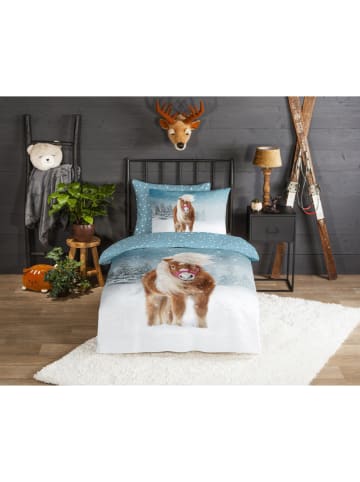 Good Morning Flanellen beddengoedset "Sweet" meerkleurig