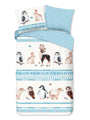 Good Morning Flanellen beddengoedset "Freezing" blauw