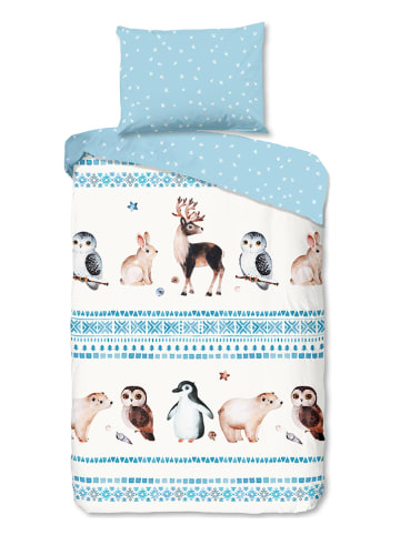 Good Morning Komplet pościeli flanelowej "Freezing" w kolorze niebieskim