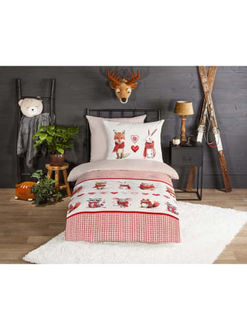 Good Morning Flanellen beddengoedset "Timmy" wit/rood