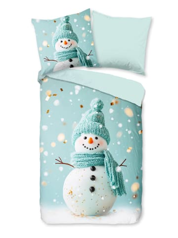 Good Morning Flanellen beddengoedset "Pierre" mintgroen