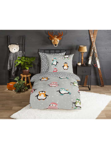 Good Morning Flanellen beddengoedset "Liam" grijs
