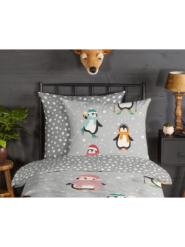 Good Morning Flanellen beddengoedset "Liam" grijs