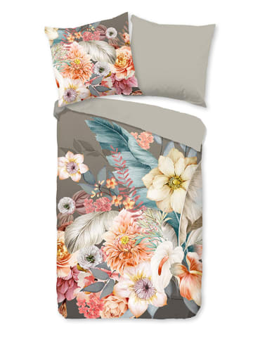 Good Morning Flanellen beddengoedset "Rhode" taupe/lichtroze