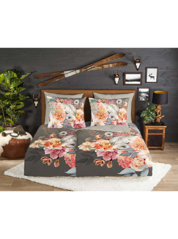 Good Morning Komplet pościeli flanelowej "Rhode" w kolorze jasnoróżowo-szarobrązowym