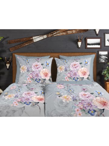 Good Morning Flanellen beddengoedset "Elena" grijs/paars