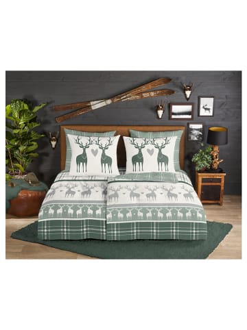 Good Morning Komplet pościeli flanelowej "Bjirk" w kolorze zielonym